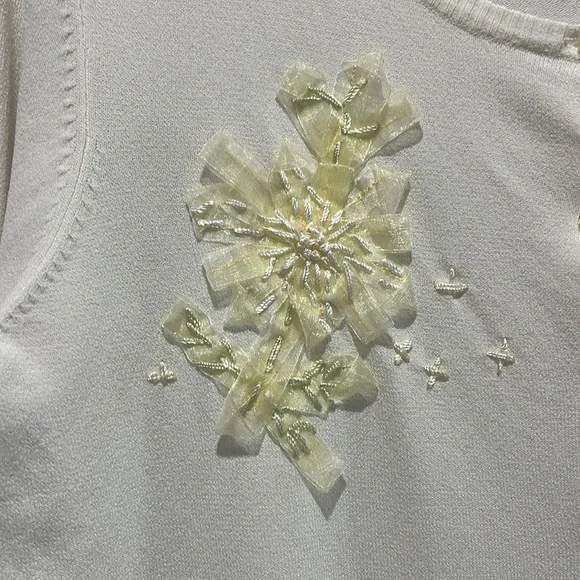 Vintage BOB MACKIE STUDIO Womens Size M Off White Embroidered Cardigan Sweater - Picture 5 of 8